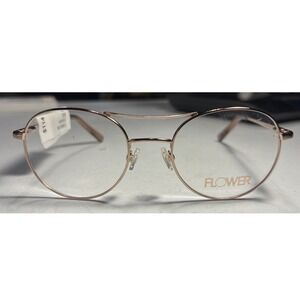 Flower Eyeglasses Women 52-20-140‎ Rose Gold FLR6036 780 Round Aviator Frames